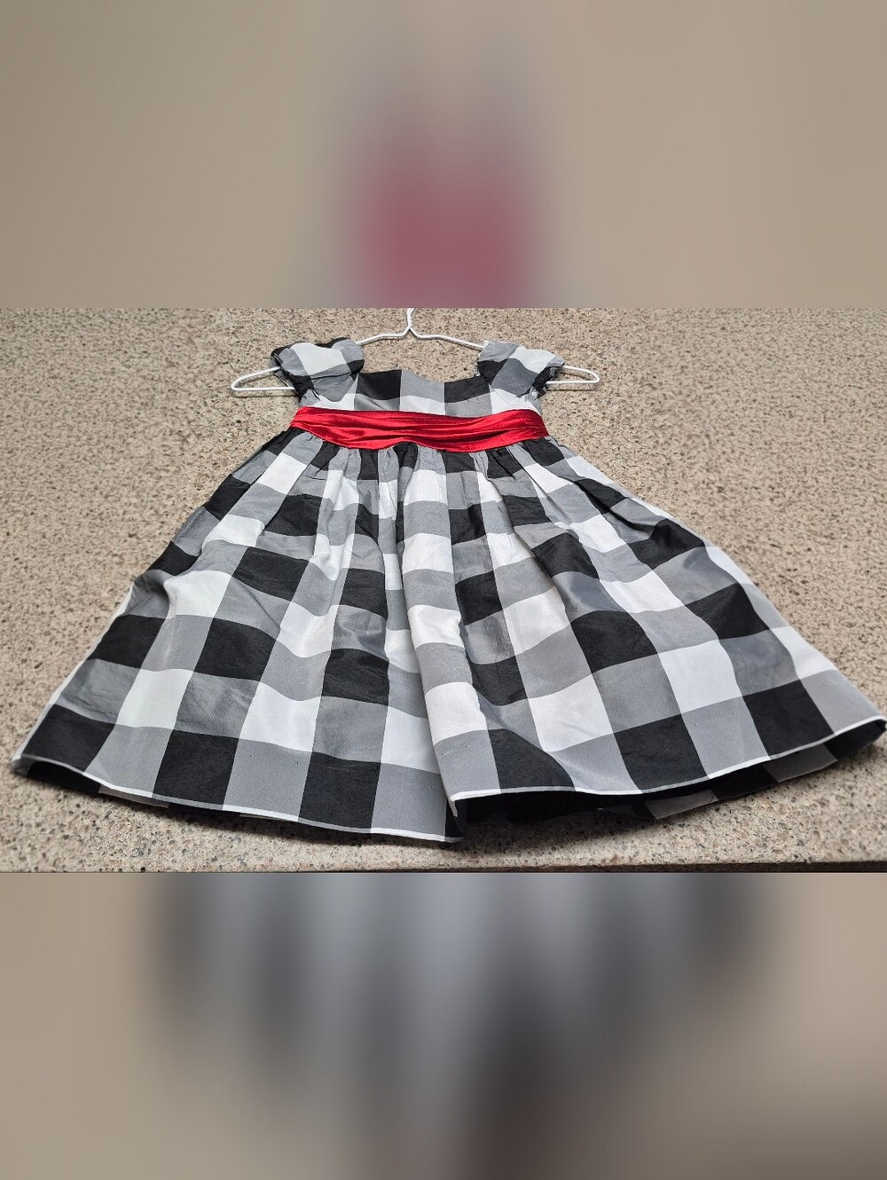 Old Navy Girls 4T Dress Plaid Buffalo Check Black White Red Sash Party Holiday